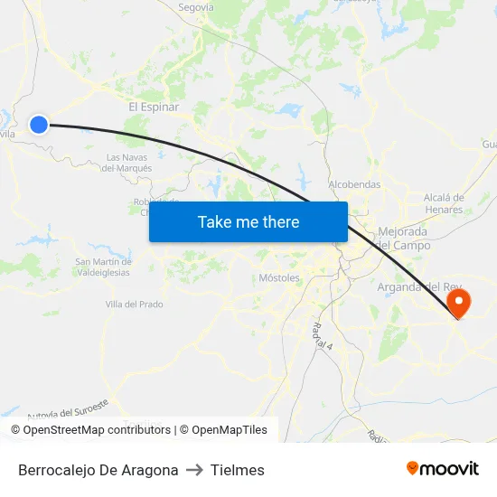 Berrocalejo De Aragona to Tielmes map