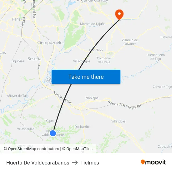 Huerta De Valdecarábanos to Tielmes map