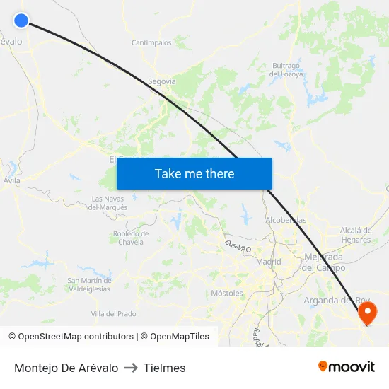 Montejo De Arévalo to Tielmes map