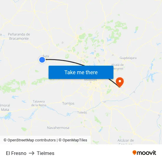 El Fresno to Tielmes map