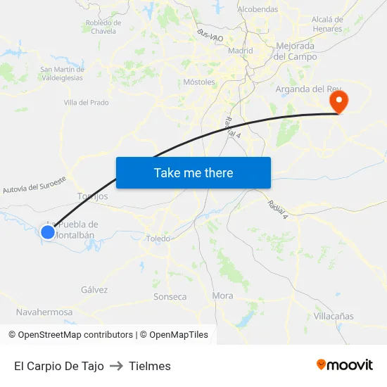 El Carpio De Tajo to Tielmes map