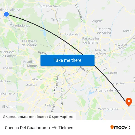 Cuenca Del Guadarrama to Tielmes map