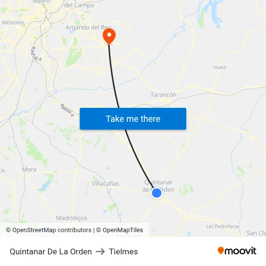Quintanar De La Orden to Tielmes map