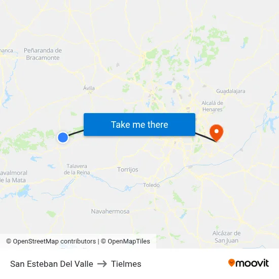 San Esteban Del Valle to Tielmes map