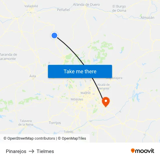 Pinarejos to Tielmes map