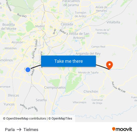 Parla to Tielmes map