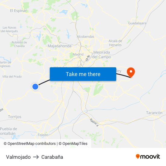 Valmojado to Carabaña map