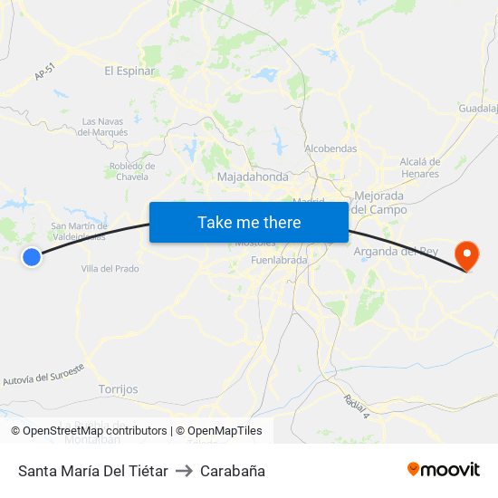 Santa María Del Tiétar to Carabaña map