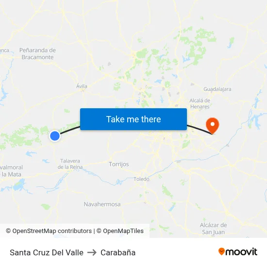 Santa Cruz Del Valle to Carabaña map