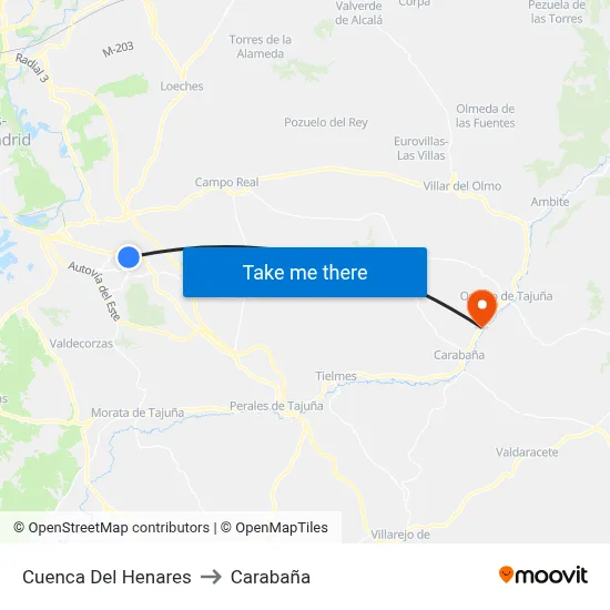 Cuenca Del Henares to Carabaña map
