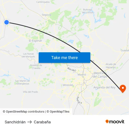 Sanchidrián to Carabaña map