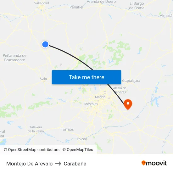 Montejo De Arévalo to Carabaña map