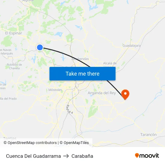 Cuenca Del Guadarrama to Carabaña map