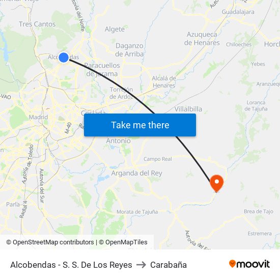 Alcobendas - S. S. De Los Reyes to Carabaña map