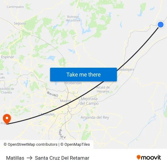 Matillas to Santa Cruz Del Retamar map