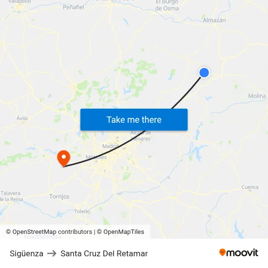 Sigüenza to Santa Cruz Del Retamar map