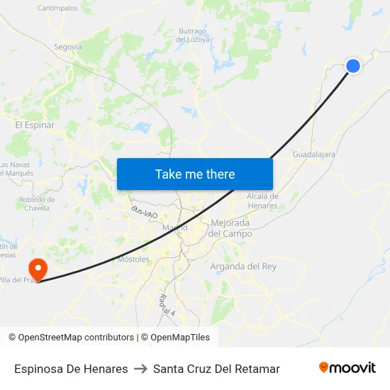 Espinosa De Henares to Santa Cruz Del Retamar map