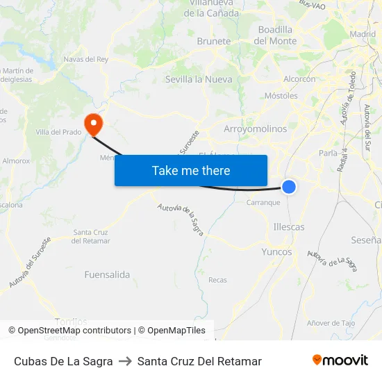 Cubas De La Sagra to Santa Cruz Del Retamar map