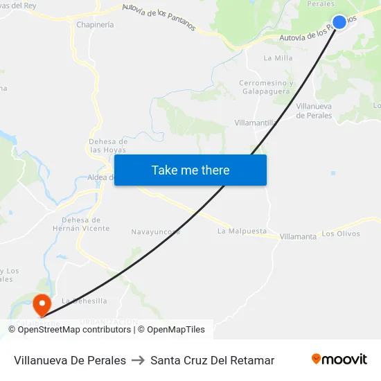 Villanueva De Perales to Santa Cruz Del Retamar map