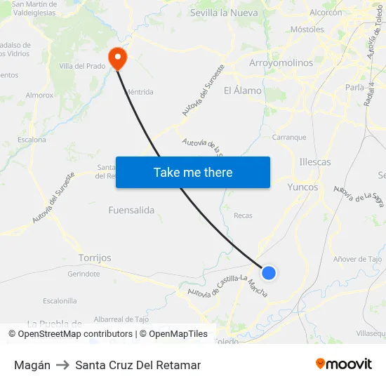 Magán to Santa Cruz Del Retamar map