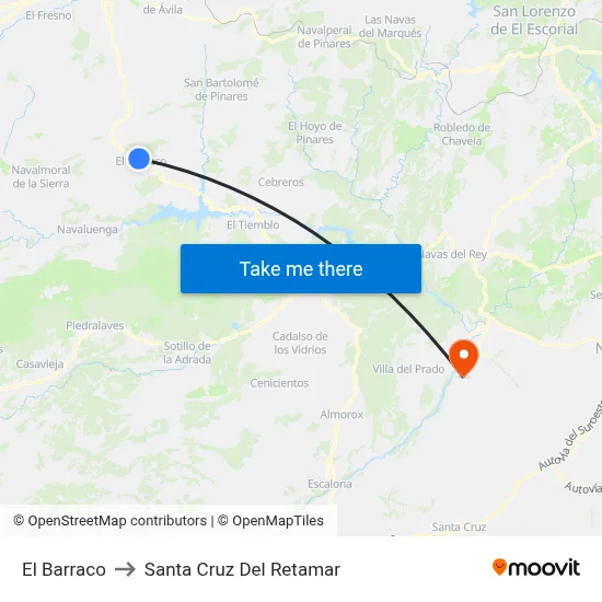 El Barraco to Santa Cruz Del Retamar map