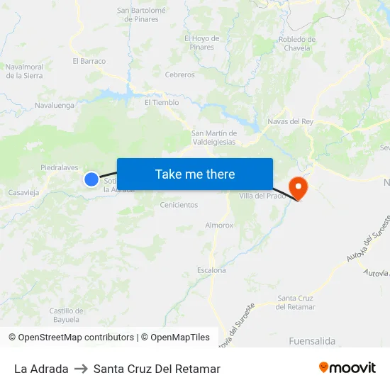 La Adrada to Santa Cruz Del Retamar map