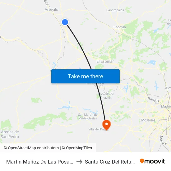 Martín Muñoz De Las Posadas to Santa Cruz Del Retamar map