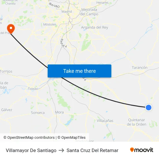 Villamayor De Santiago to Santa Cruz Del Retamar map