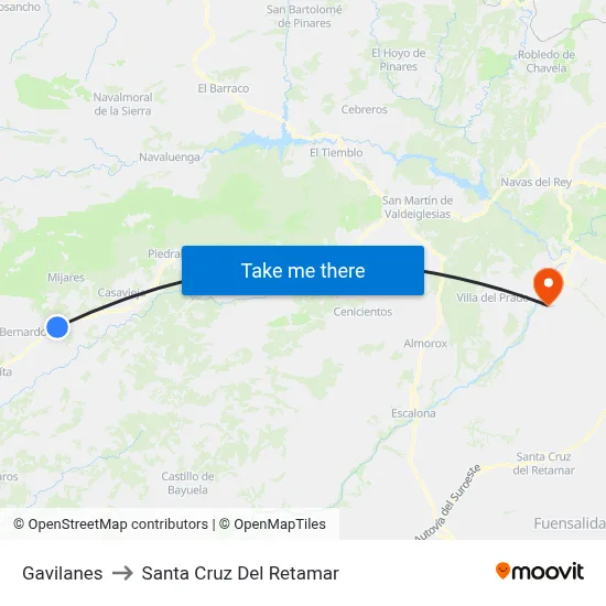 Gavilanes to Santa Cruz Del Retamar map