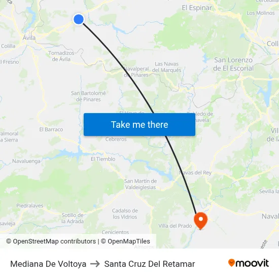 Mediana De Voltoya to Santa Cruz Del Retamar map