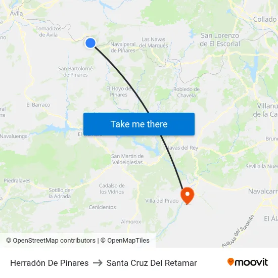 Herradón De Pinares to Santa Cruz Del Retamar map
