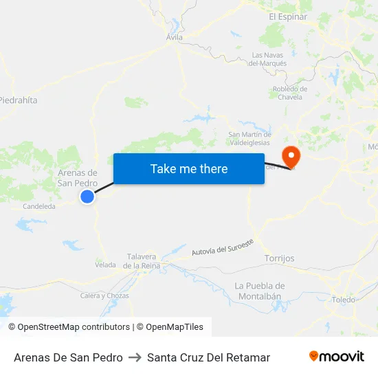 Arenas De San Pedro to Santa Cruz Del Retamar map