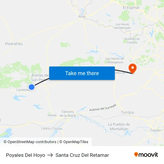 Poyales Del Hoyo to Santa Cruz Del Retamar map