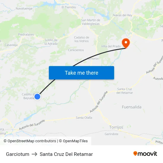 Garciotum to Santa Cruz Del Retamar map