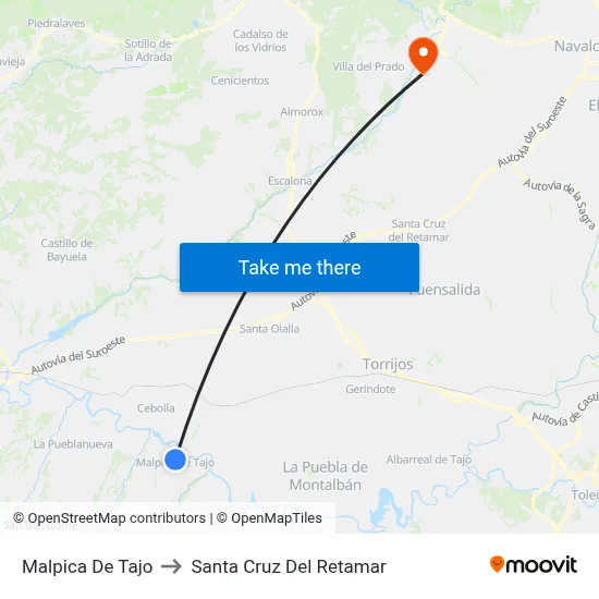 Malpica De Tajo to Santa Cruz Del Retamar map