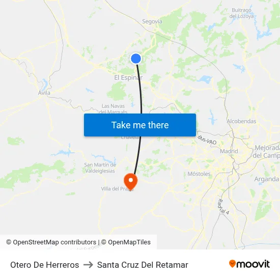 Otero De Herreros to Santa Cruz Del Retamar map