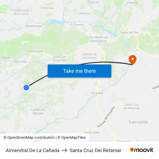 Almendral De La Cañada to Santa Cruz Del Retamar map