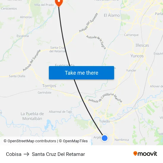 Cobisa to Santa Cruz Del Retamar map