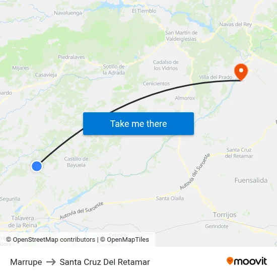 Marrupe to Santa Cruz Del Retamar map