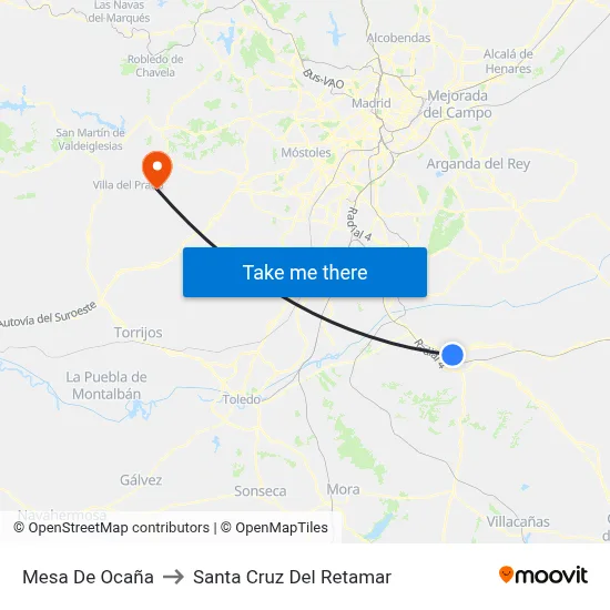 Mesa De Ocaña to Santa Cruz Del Retamar map