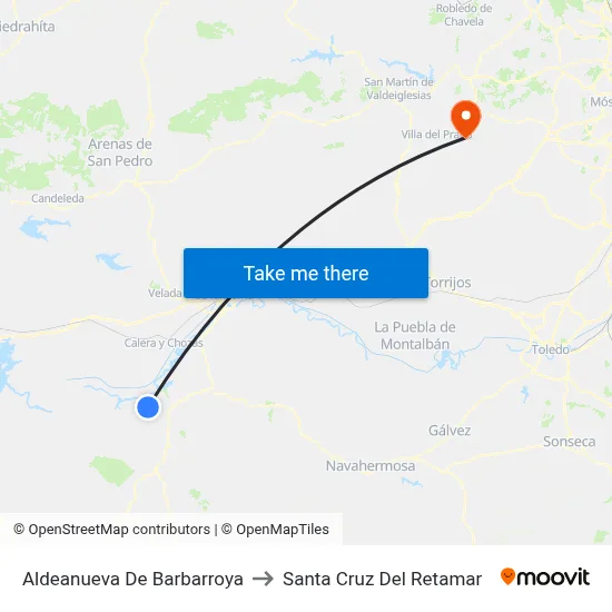 Aldeanueva De Barbarroya to Santa Cruz Del Retamar map