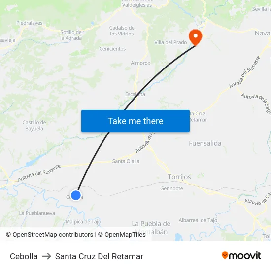 Cebolla to Santa Cruz Del Retamar map