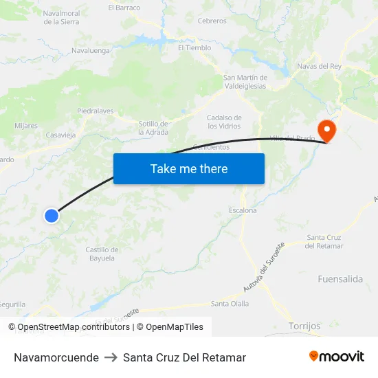 Navamorcuende to Santa Cruz Del Retamar map