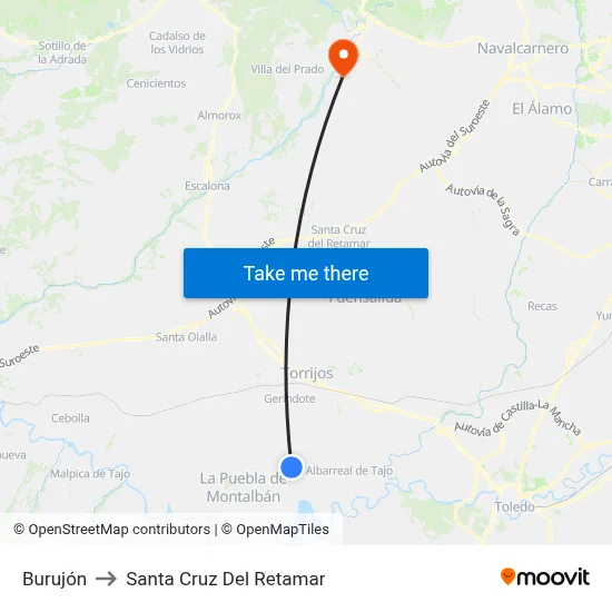 Burujón to Santa Cruz Del Retamar map