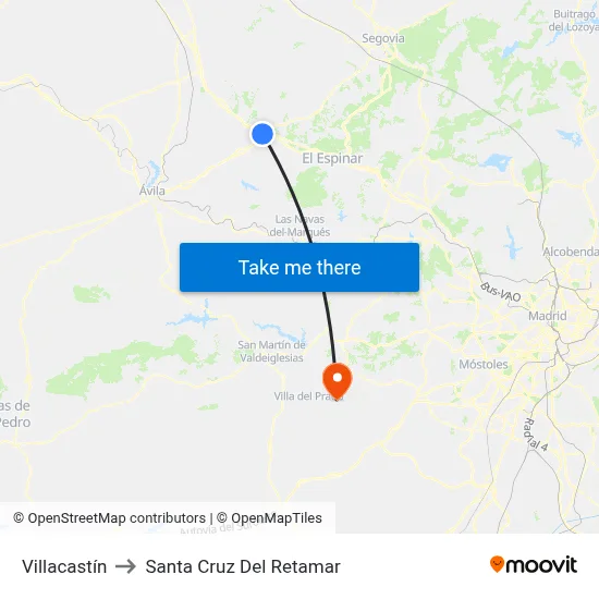 Villacastín to Santa Cruz Del Retamar map