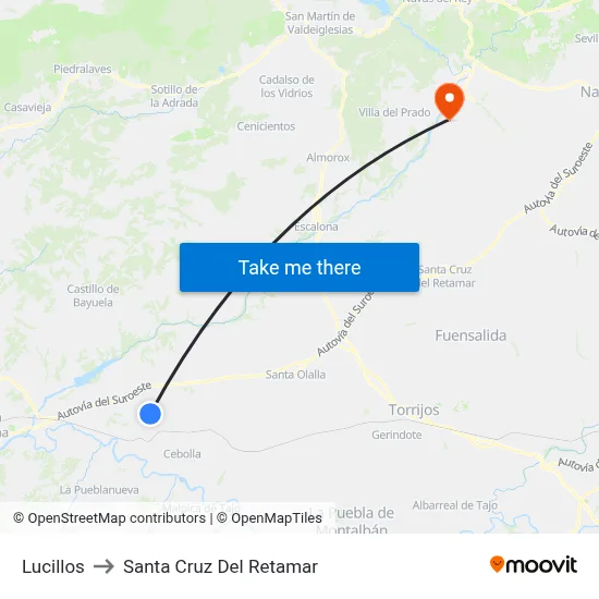 Lucillos to Santa Cruz Del Retamar map