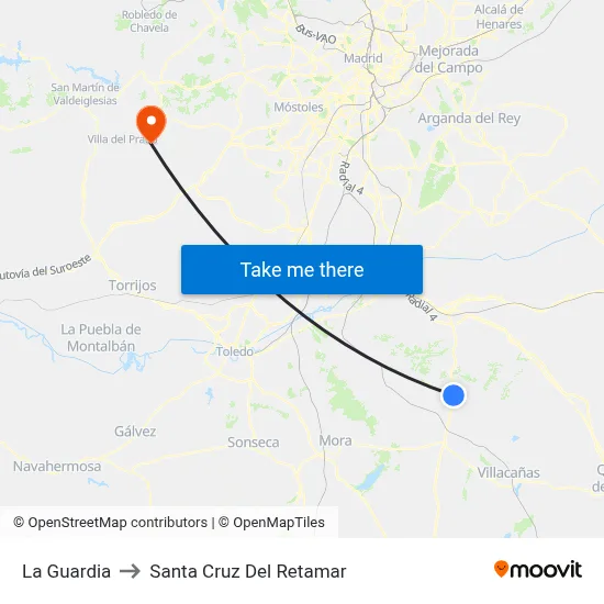 La Guardia to Santa Cruz Del Retamar map