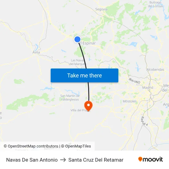 Navas De San Antonio to Santa Cruz Del Retamar map