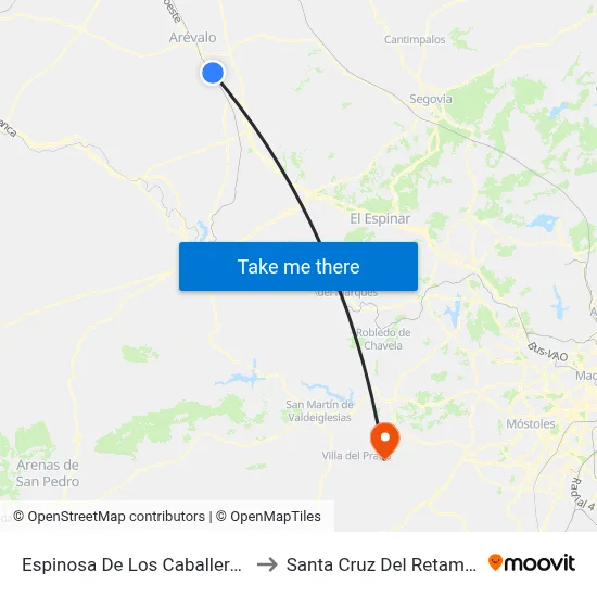 Espinosa De Los Caballeros to Santa Cruz Del Retamar map