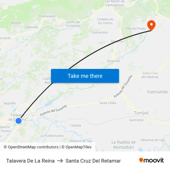 Talavera De La Reina to Santa Cruz Del Retamar map